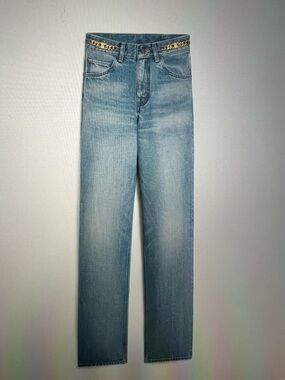 Celine Blue Jeans with Gold Chain Detail